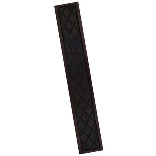 Mezuzah with Rhombus Patterned Leather - Extra Large