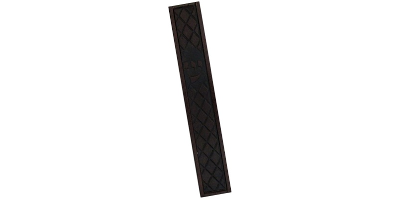 Mezuzah with Rhombus Patterned Leather - Large