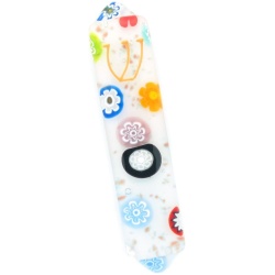 Murano Glass Mezuzah White "millefiori" Flowers