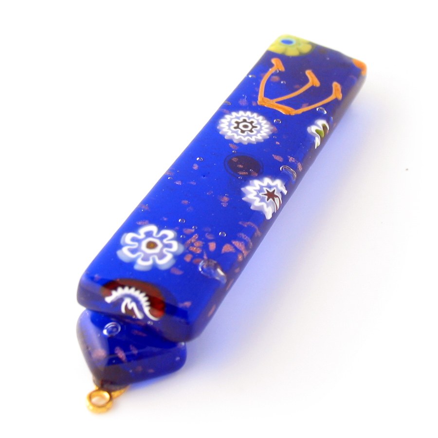 Murano Glass Mezuzah in Blue Mezuzah Master
