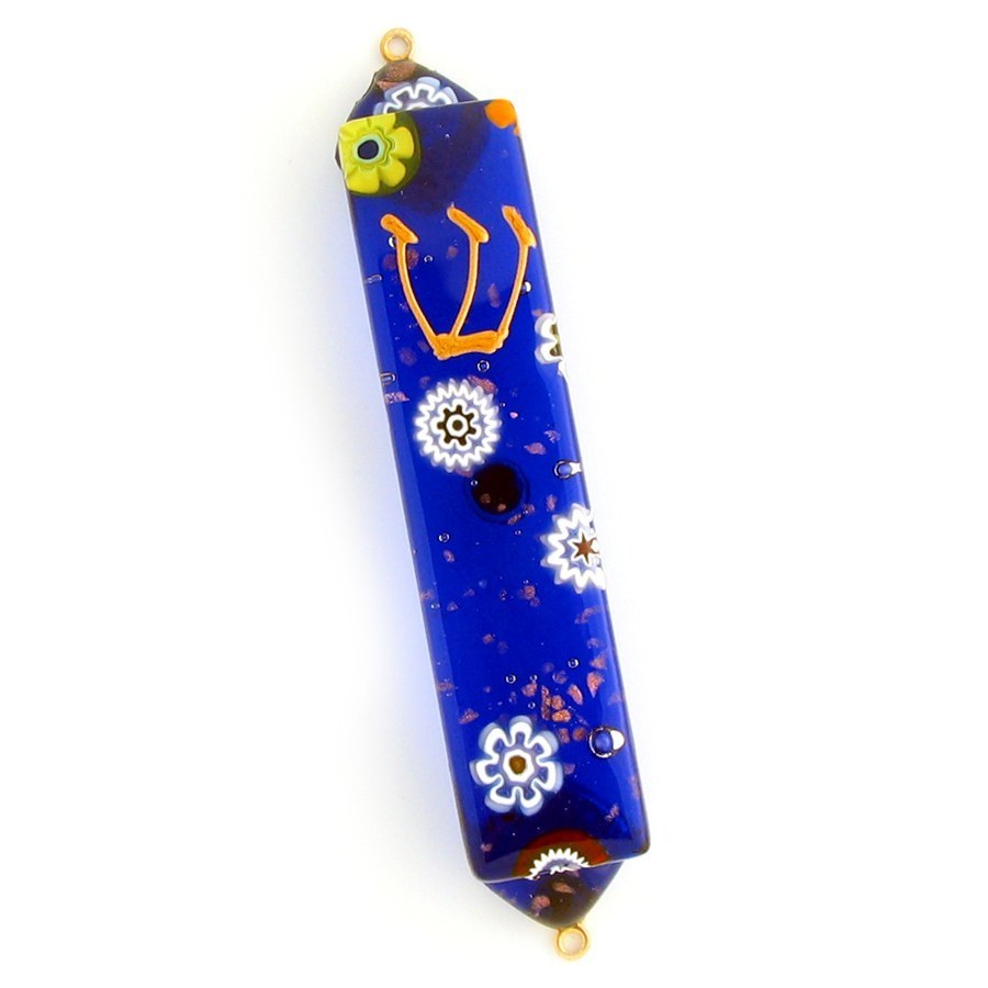 Murano Glass Mezuzah in Blue Mezuzah Master