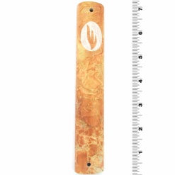 Natural Marble Mezuzah with Encircled Shin - Extra Large