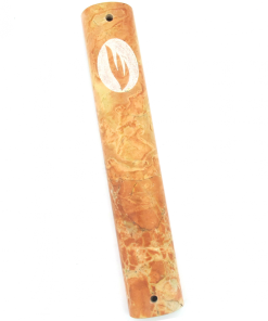 Natural Marble Mezuzah with Encircled Shin - Extra Large