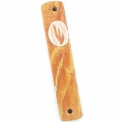 Natural Marble Mezuzah with Encircled Shin- Small