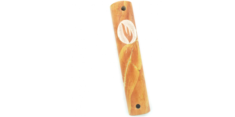 Natural Marble Mezuzah with Encircled Shin- Small