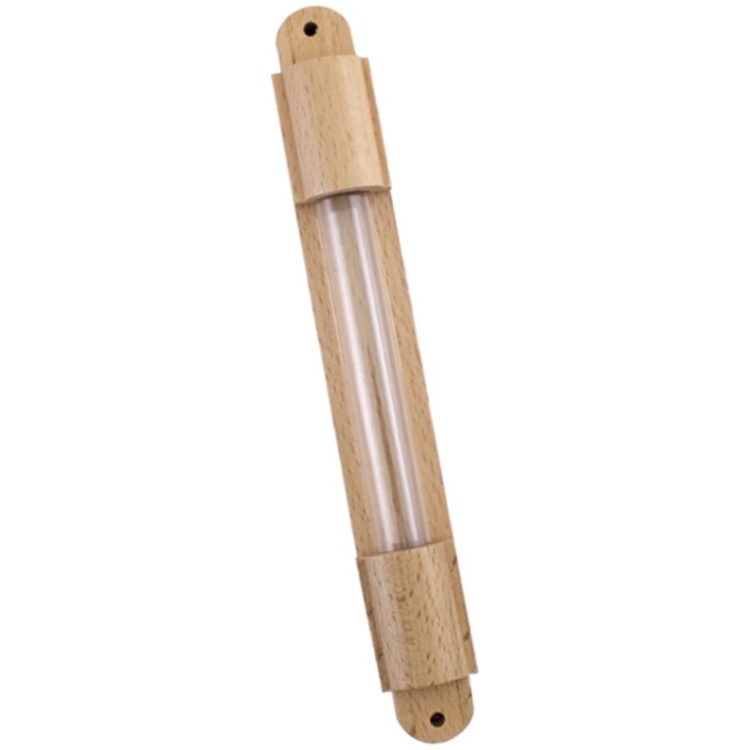 Natural Wooden Mezuzah With Glass Display - Extra Large