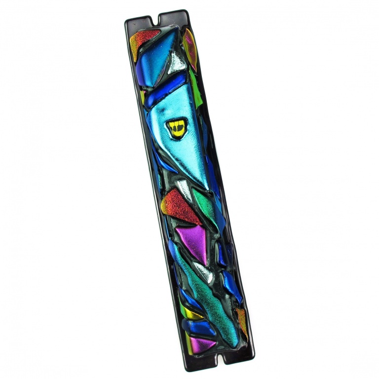 Oversized Joyous Shapes & Colors Glass Mezuzah XXL