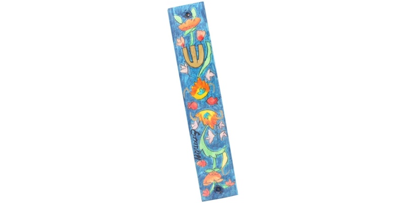 Painted Flowers Mezuzah Large