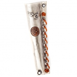 Pewter Lace up Danon Mezuzah with Coin