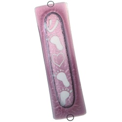 Pink Baby Girl Feet Mezuzah