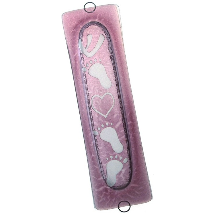 Pink Baby Girl Feet Mezuzah