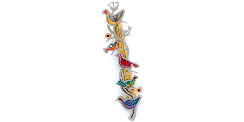 Playful Doves Mezuzah