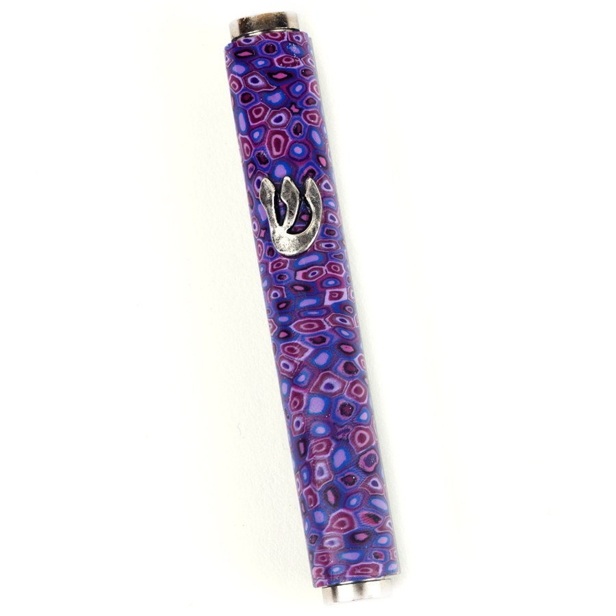 Purple Polymer Clay Mezuzah Case Mezuzah Master