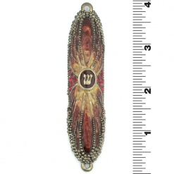Rainbow Crystal Mezuzah in Red - Small