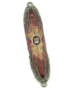 Rainbow Crystal Mezuzah in Red - Small