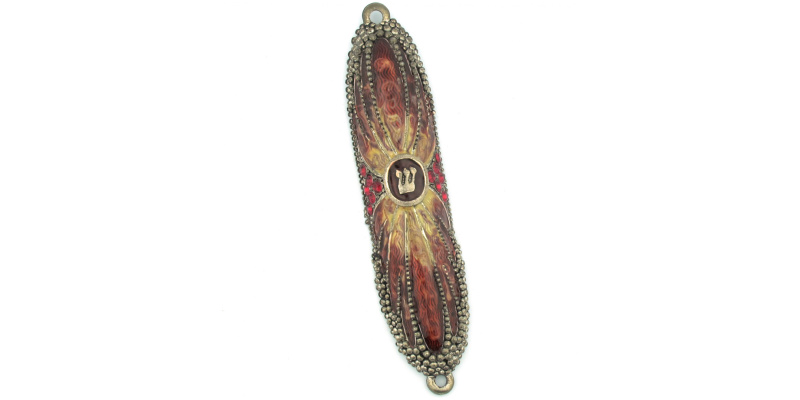 Rainbow Crystal Mezuzah in Red - Small