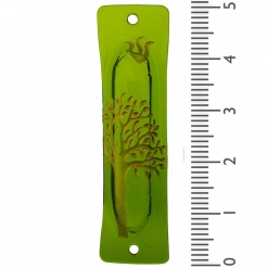 Recycled Bottle Mezuzah - Green with Gold Tree of life