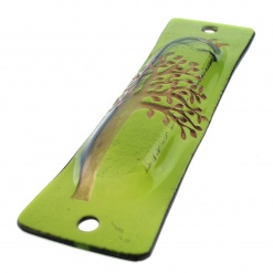 Recycled Bottle Mezuzah - Green with Gold Tree of life