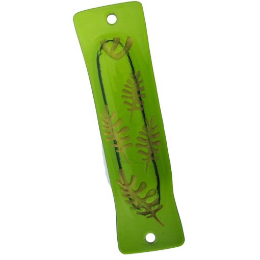 Recycled Bottle Mezuzah - Green with Gold wheat design