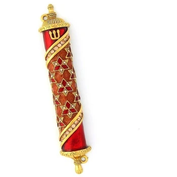 Stars of David Mezuzah in Red