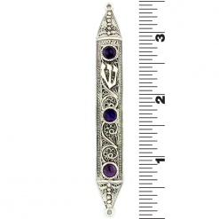 Sterling Silver Filigree with Amethyst Persian Mezuzah