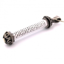 Sterling Silver  Mezuzah Pendant with Scroll