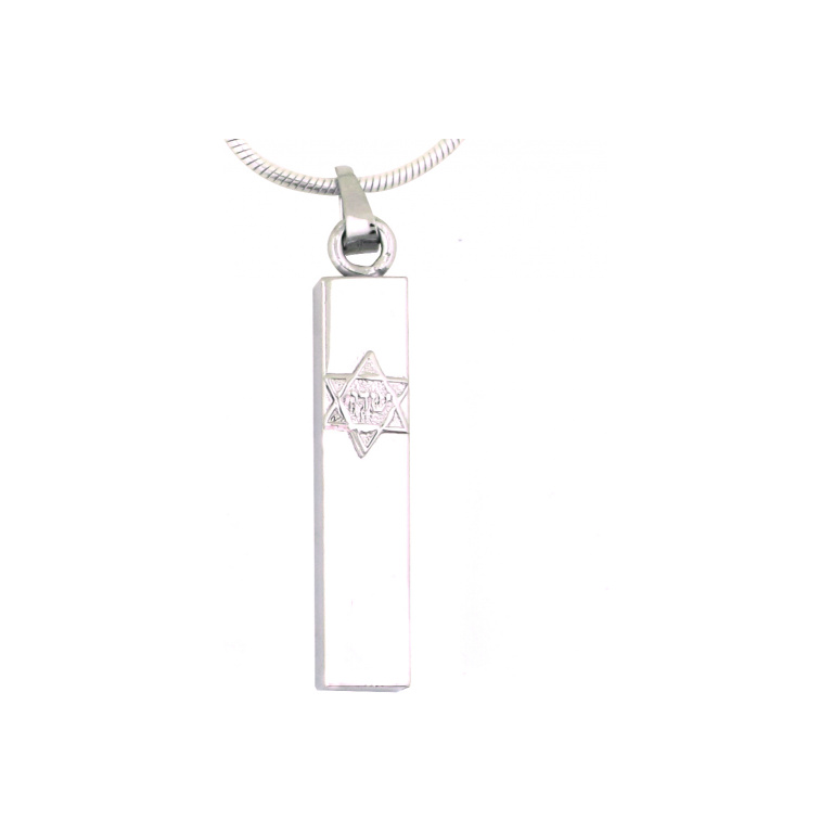 Sterling Silver Rectangular Mezuzah Pendant Mezuzah Master