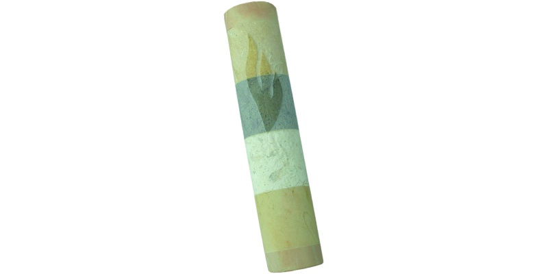 Striped Jerusalem Stone Mezuzah with Shin - Medium