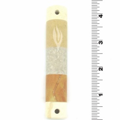 Striped Marble Mezuzah Small - Orange and Grey