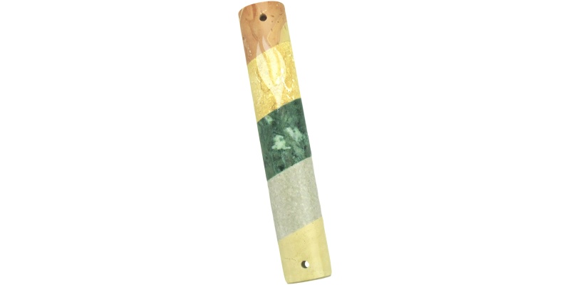 Striped Marble Mezuzah in Natural Colors - Large
