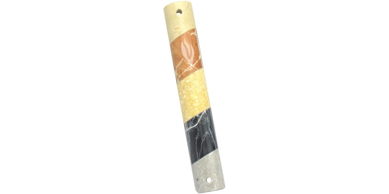Striped Marble Mezuzah in Natural Colors - Medium