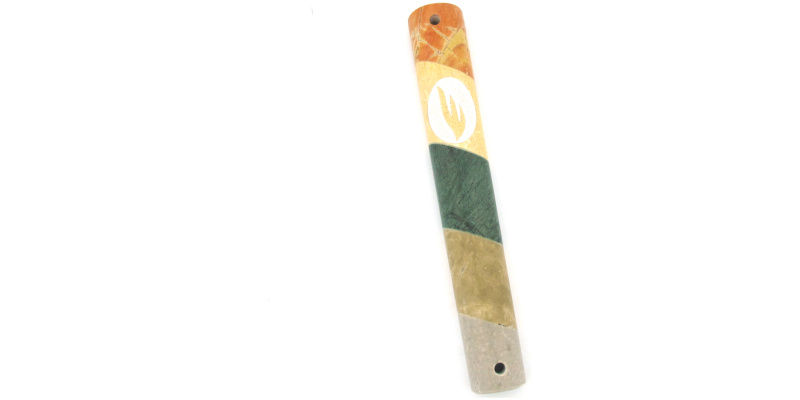 Striped Marble Mezuzah in Natural Colors with Encircled Shin - Large
