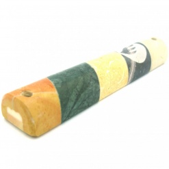 Striped Marble Mezuzah in Natural Colors with Encircled Shin - Small