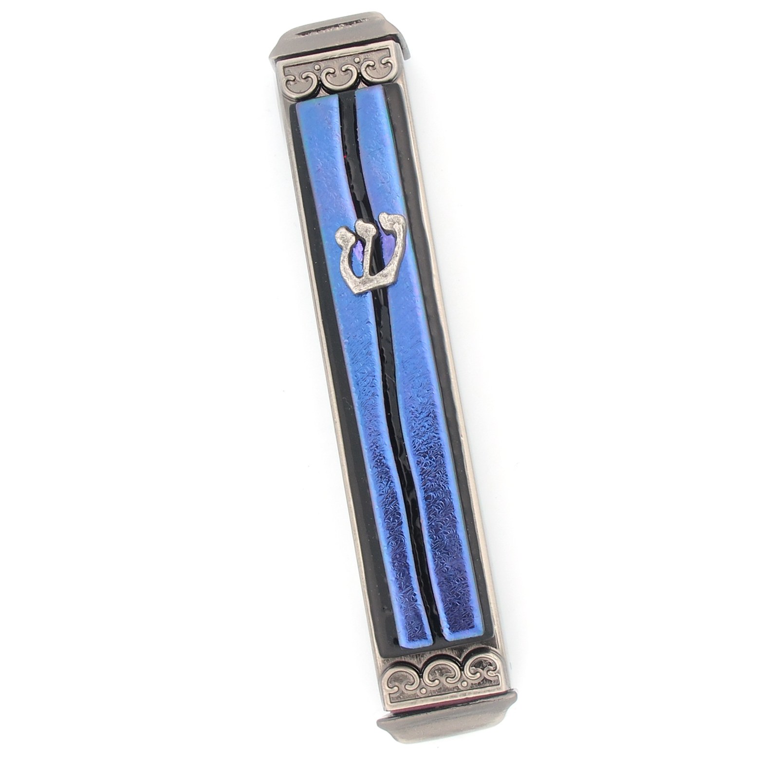 Talit Fused Glass Mezuzah in Purple Mezuzah Master