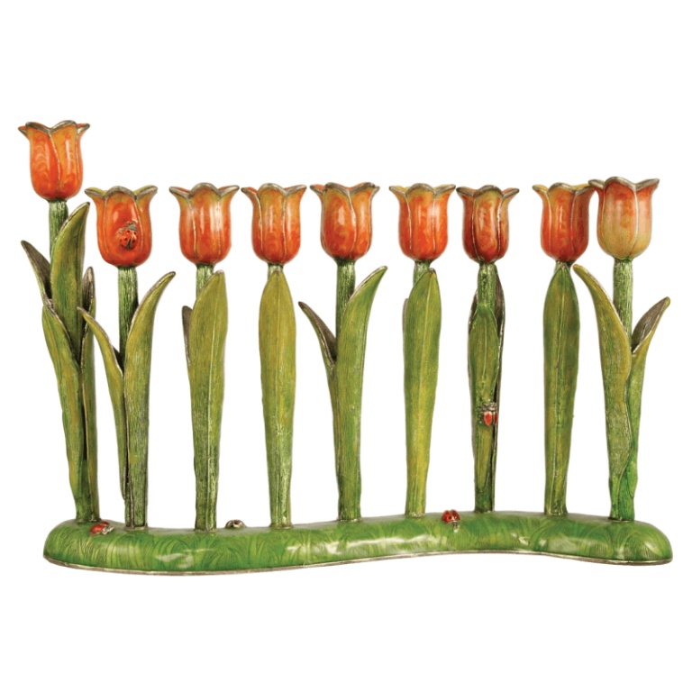 Tulip Menorah In Orange