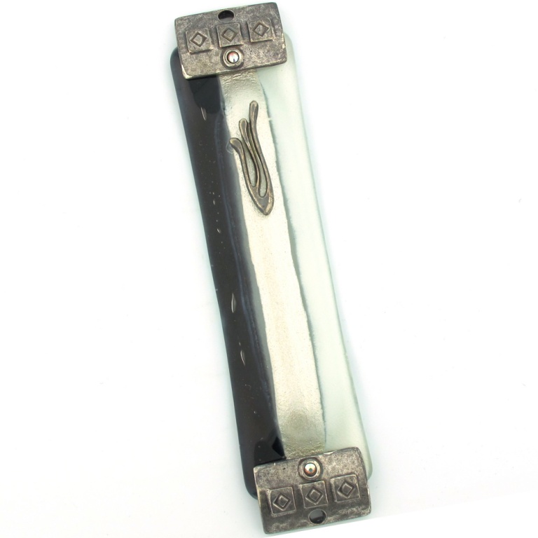 Vertical Stripe Mezuzah With Silver Ends