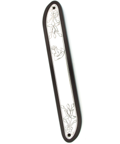 Wood and Silver Summer Flowers Mezuzah