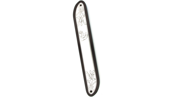Wood and Silver Summer Flowers Mezuzah