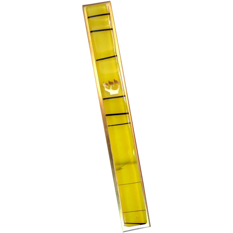 Yellow Striped Kabbalah Mezuzah - Large