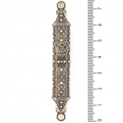 Lace Crystals Mezuzah in Brown